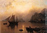 Han-wu Paintings - Fishing Party At Sunrise by Hans Fredrik Gude